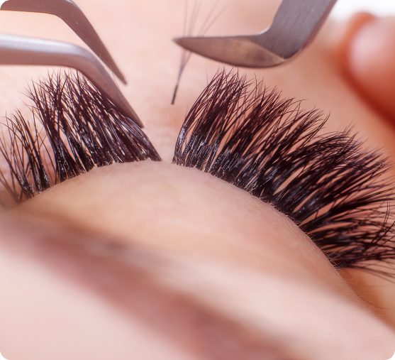 Lash application close-up